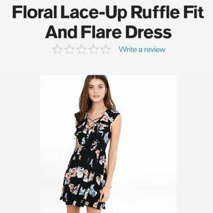 Express 2 black floral lace up dress NWOT